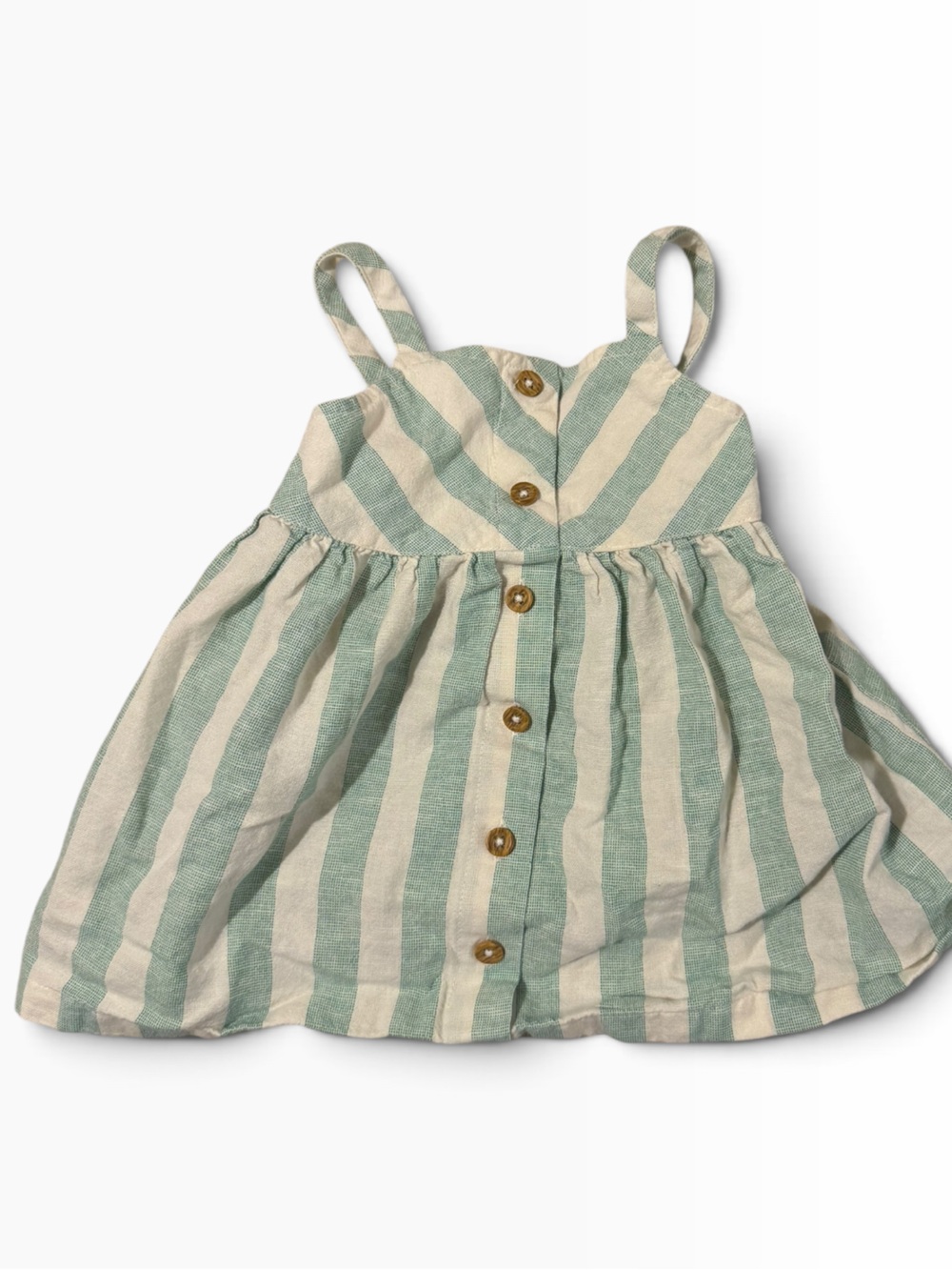 Hanna Andersson Green & Cream Striped Button-Front Sundress